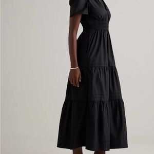 Quince 100% Organic Cotton Poplin Tiered Maxi Dress in black